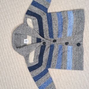Baby GAP Gray and Blue Striped Cardigan Sweater